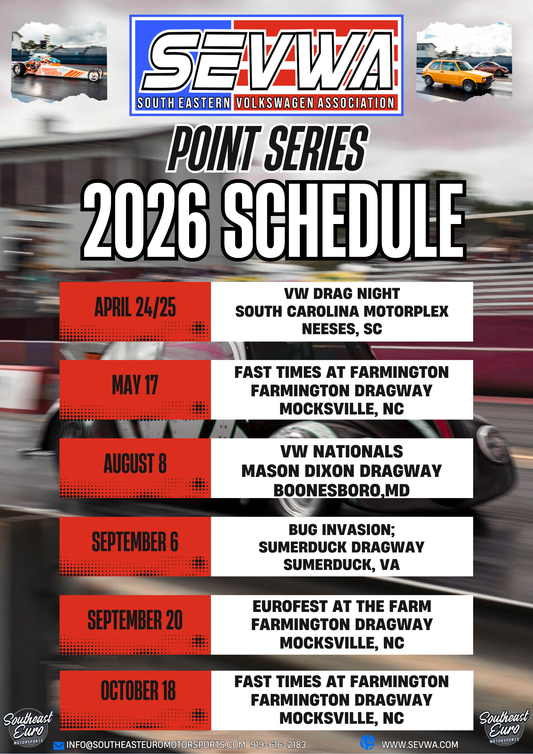 SEVWA 2026 POINTS SERIES SCHEDULE